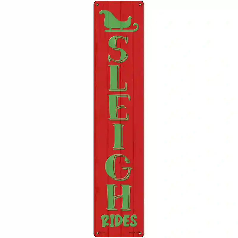 Sleigh Rides Red Novelty Metal Street Sign 24" x 5" (ST)