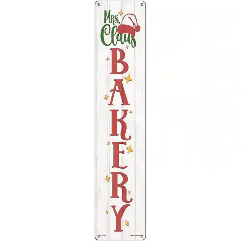 Mrs Claus Bakery White Novelty Metal Street Sign 24" x 5" (ST)