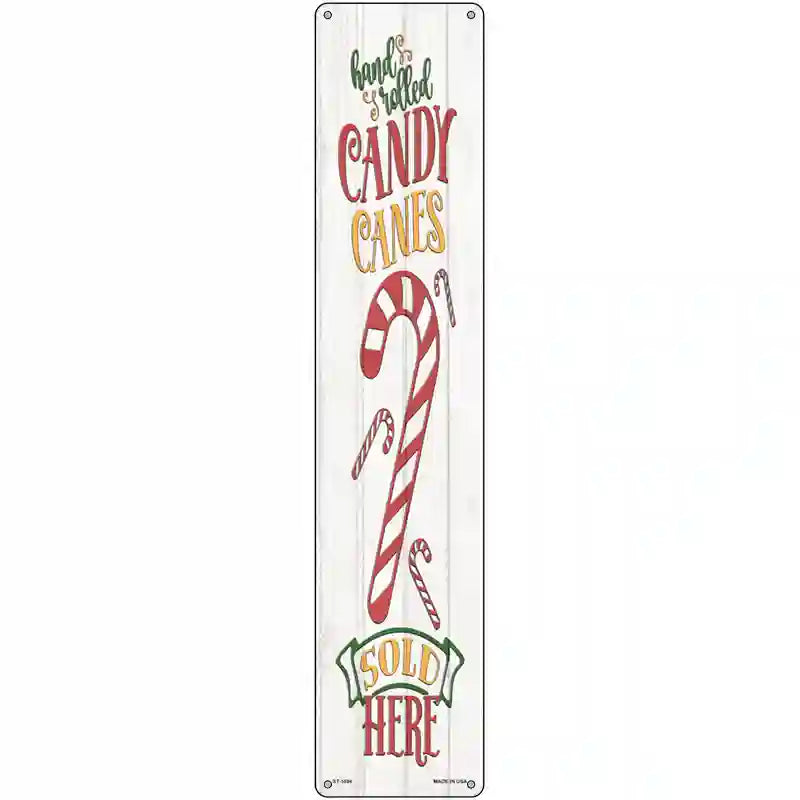 Candy Canes Sold Here White Novelty Metal Street Sign 24" x 5" (ST)