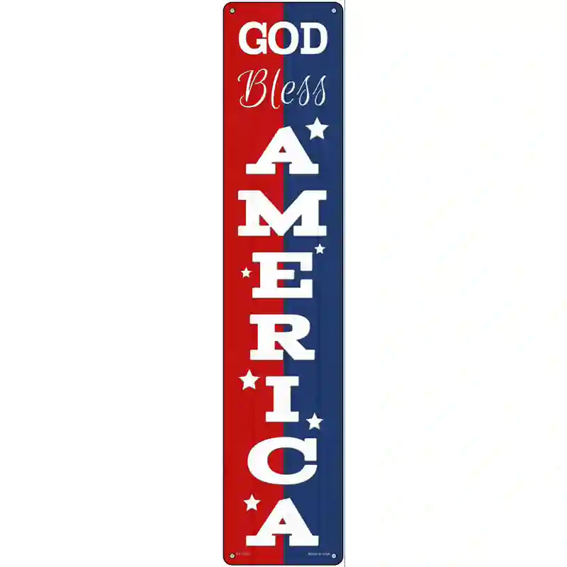 God Bless America Red and Blue Novelty Metal Street Sign 24" x 5" (ST)