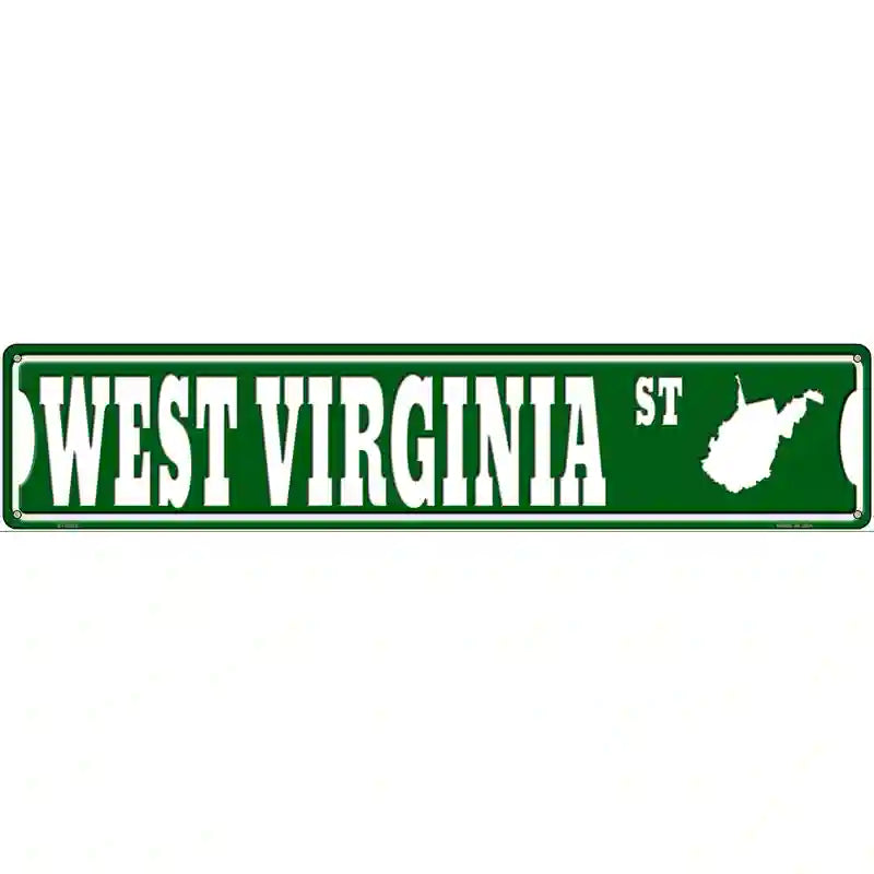 West Virginia St Silhouette Novelty Metal Street Sign 24" x 5" (ST)