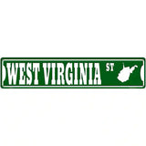West Virginia St Silhouette Novelty Metal Street Sign 24" x 5" (ST)