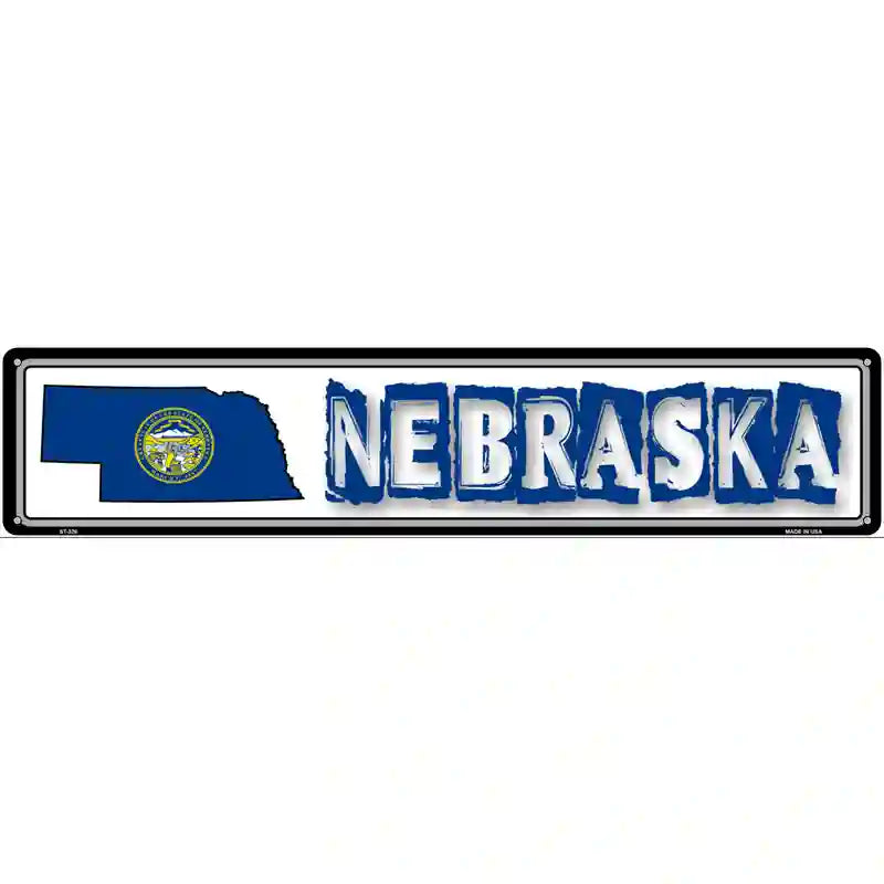 Nebraska State Outline Novelty Metal Vanity Street Sign 24" x 5" (ST)