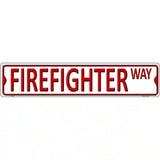 Firefighter Way Metal Novelty Street Sign 24" x 5" (ST)