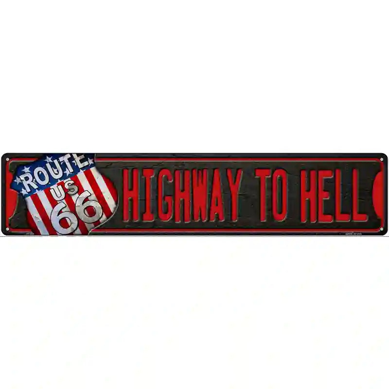 Highway To Hell Route 66 Novelty Metal Street Sign 24" x 5" (ST)