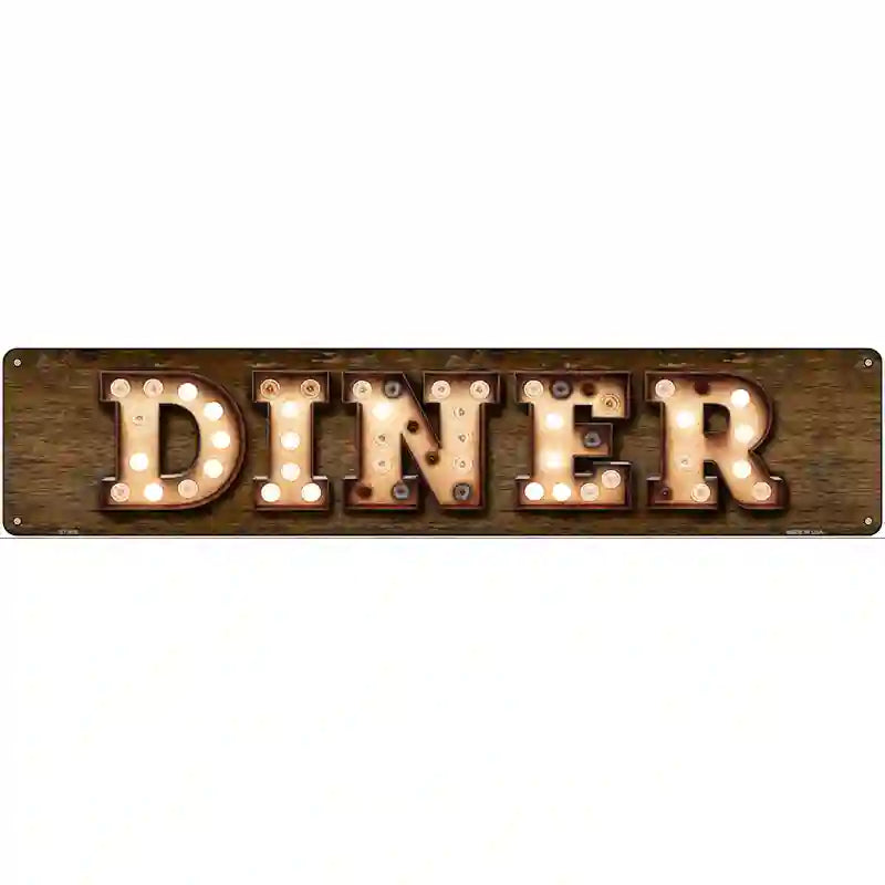 Diner Bulb Lettering Novelty Metal Street Sign 24" x 5" (ST)