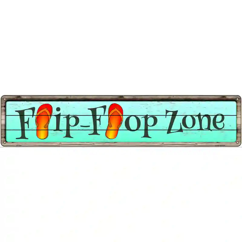 Orange Flip Flop Zone Novelty Metal Street Sign 24" x 5" (ST)
