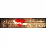 Heart and Armor Wood Silhouette Novelty Metal Street Sign 24" x 5" (ST)