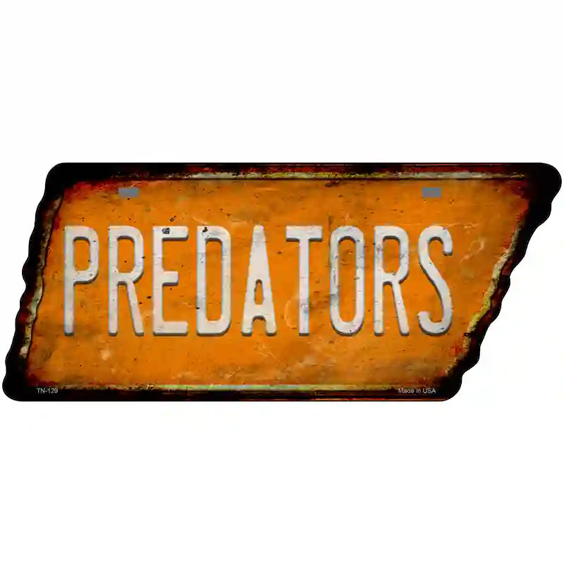 Predators Novelty Rusty Effect Metal Tennessee License Plate Tag TN-129 13.5" x 5.5" Plate (TN)