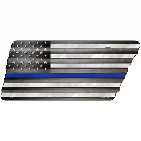 Thin Blue Line American Flag Novelty Corrugated Effect Metal Tennessee License Plate Tag TN-277