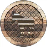 Corrugated Donkey on Wood Novelty Metal Circular Sign