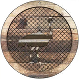Corrugated Ostrich on Wood Novelty Metal Circular Sign 8" (UC)