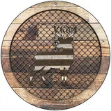 Corrugated Deer on Wood Novelty Metal Circular Sign 8" (UC)
