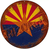 Arizona Rusty Stamped Novelty Metal Circular Sign 8" (UC)