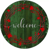 Welcome Wreath Novelty Metal Circular Sign 8" (UC)