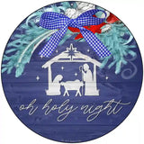 Oh Holy Night Manger Novelty Metal Circle Sign 8" (UC)