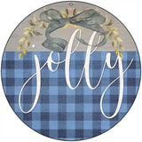 Jolly Blue Plaid Novelty Metal Circle Sign 8" (UC)