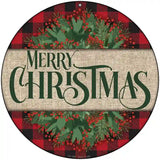 Merry Christmas Red Novelty Metal Circle Sign 8" (UC)