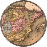 Spain Map Novelty Metal Circle Sign 8" (UC)