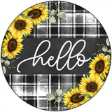 Hello Sunflowers Novelty Metal Circle Sign 8" (UC)