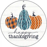Happy Thanksgiving Pumpkins Novelty Metal Circle Sign 8" (UC)