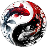 Koi Fish Yin-Yang Novelty Metal Small Circular Sign UC-2068