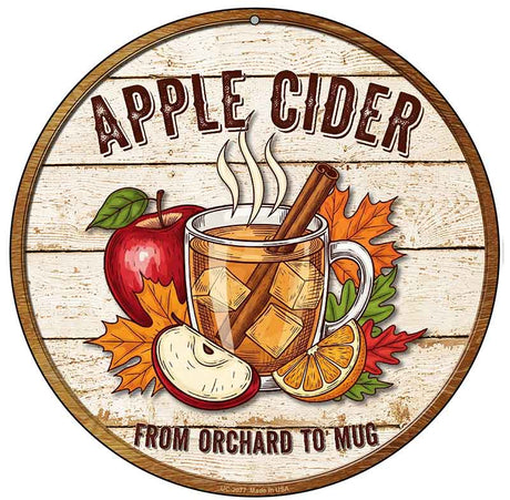 Apple Cider Novelty Metal Circular Sign C-2077