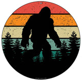 Bigfoot Silhouette Sunset Novelty Metal Circular Sign C-2080