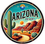 Arizona Desert Novelty Metal Circular Sign C-2090