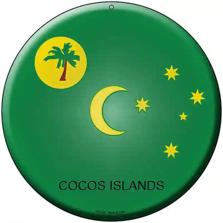 Cocos Islands Country Novelty Metal Circular Sign 8" (UC)