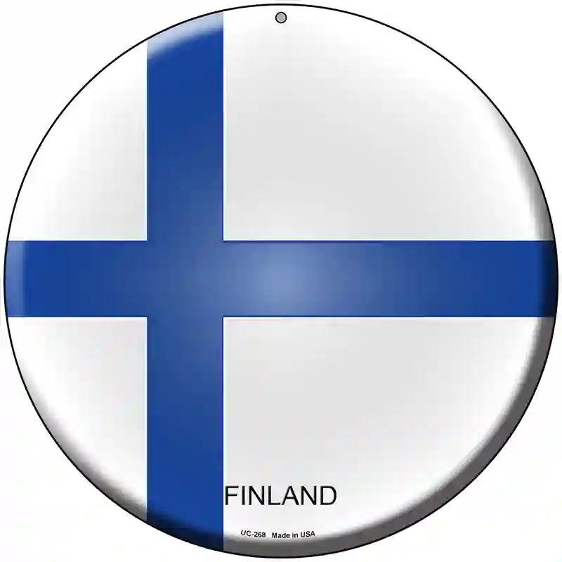 Finland Country Novelty Metal Circular Sign 8" (UC)