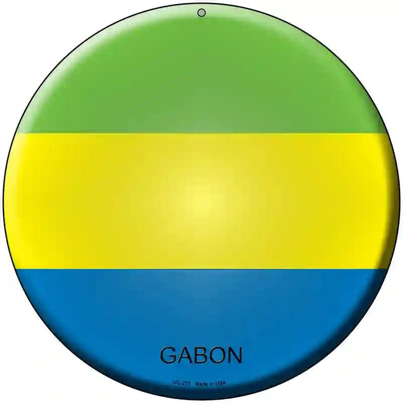 Gabon Country Novelty Metal Circular Sign 8" (UC)