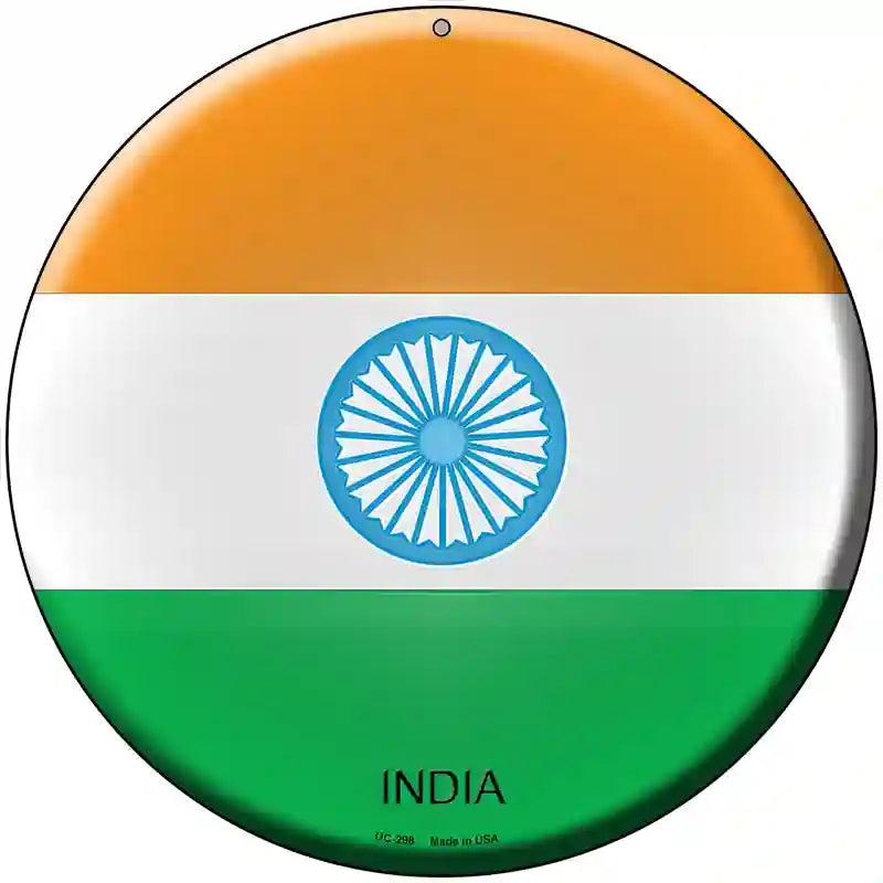 India Country Novelty Metal Circular Sign 8" (UC)