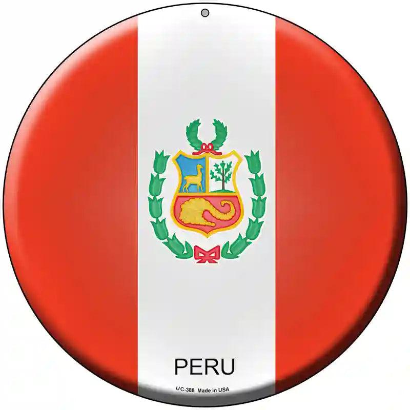 Peru Country Novelty Metal Circular Sign 8" (UC)