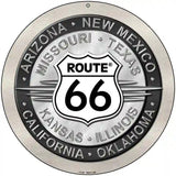Route 66 States Novelty Metal Circular Sign 8" (UC)