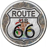 Illinois Route 66 Novelty Metal Circular Sign 8" (UC)