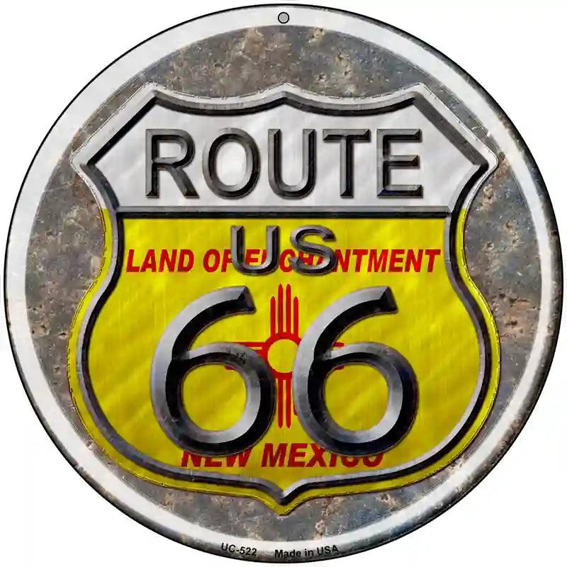 New Mexico Route 66 Novelty Metal Circular Sign 8" (UC)