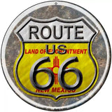 New Mexico Route 66 Novelty Metal Circular Sign 8" (UC)