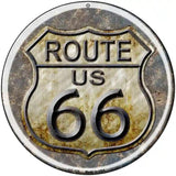 Rusty Route 66 Novelty Metal Circular Sign 8" (UC)