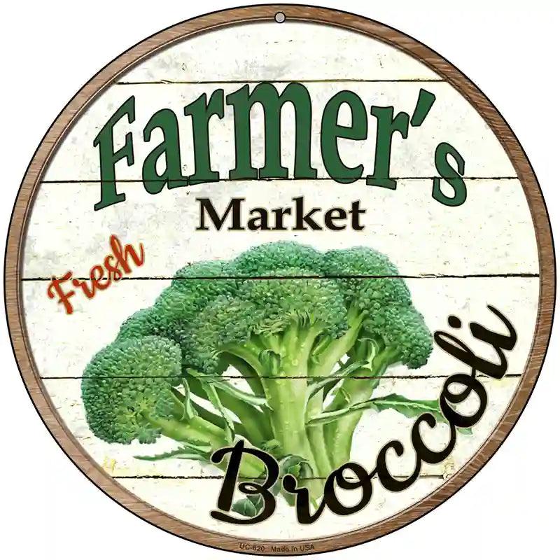 Farmers Market Broccoli Novelty Metal Circular Sign 8" (UC)