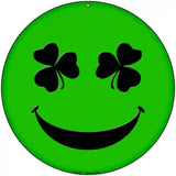 Shamrock Smiling Face Novelty Metal Circular Sign 8" (UC)