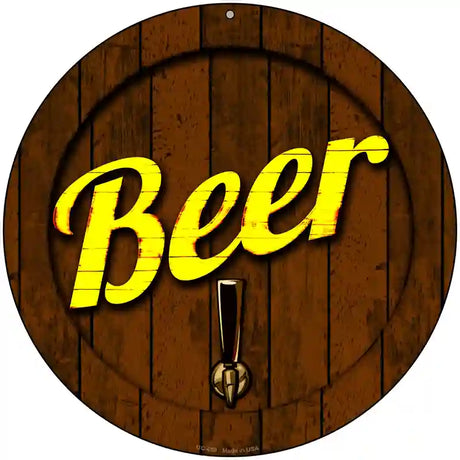 Beer Keg Tap Novelty Metal Circular Sign 8" (UC)
