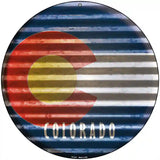 Colorado Flag Corrugated Effect Novelty Circular Sign 8" Sign (UC)