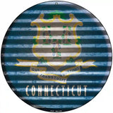 Connecticut Flag Corrugated Effect Novelty Circular Sign 8" (UC)