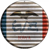 Iowa Flag Corrugated Effect Novelty Circular Sign 8" (UC)