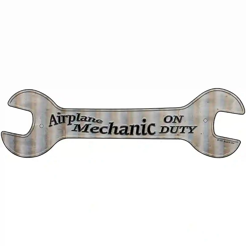 Airplane Mechanic On Duty Novelty Metal Wrench Sign W-115