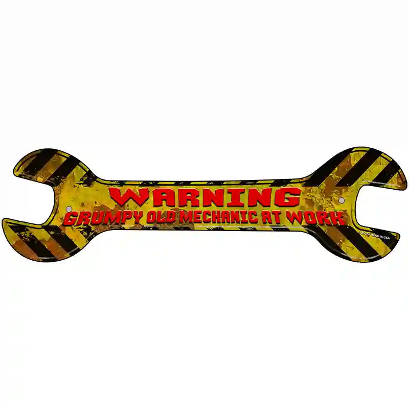 Old Mechanic At Work Novelty Metal Wrench Sign W-152