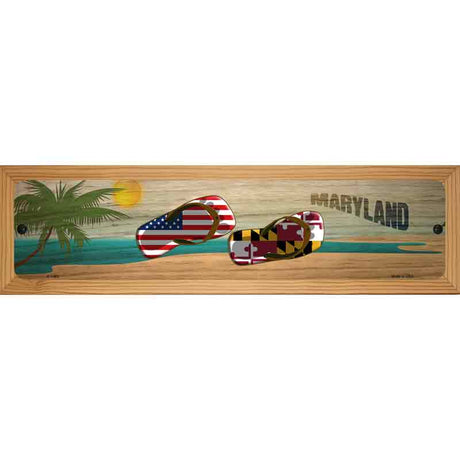 Maryland Flag and US Flag Novelty Metal Street Sign 19" x 5.5" (WB-K)