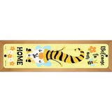 Gnome Bee Welcome Home Vertical Novelty Metal Street Sign 19" x 5.5" (WB-K)