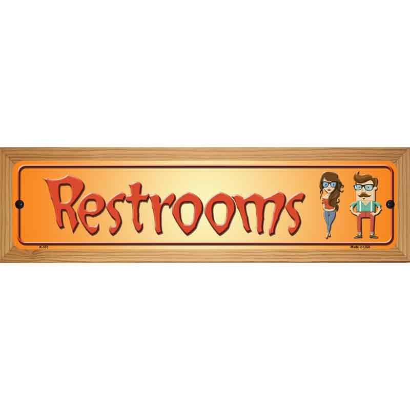 Restrooms Orange Metal Novelty Street Sign 19" x 5.5" (WB-K)